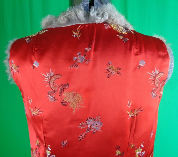 Womens Girl Clothing Reversible Vest Gray Fur Red… - image 8