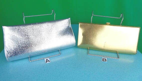 Vintage Metallic Clutches: 1950s/60s Evening Bags - Calego/JR Canada Silver Gold Handbags Purses