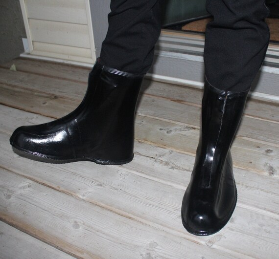 mens rubber boots with zipper