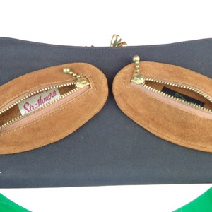 Monedero de gamuza con accesorio retro vintage, monedero, bolsa, llavero de piel de ciervo marrón de los años 1940 y 1950, billetera, regalo británico escocés
