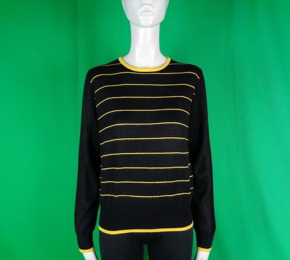 Vintage Retro Clothing Apparel Spanner Pullover Sweater Top Shirt Blouse Knitwear 70s 80s Stripe M Wedding Party Evening Formal Casual Gift