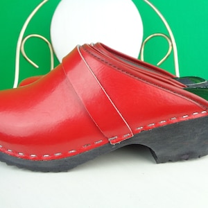Vintage Retro 1970s 1980s Kloster Toffeln Sweden Clogs Mules Slides Slip Ons Shoes Footwear 36 Euro Gift Red Traditional Swedish