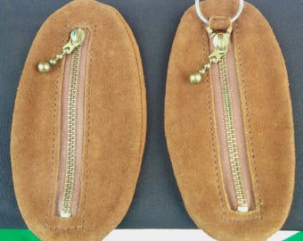 Vintage Scottish Deerskin Suede Coin Purse: 1940s-50s British Keychain Wallet Pouch Gift Money Holder