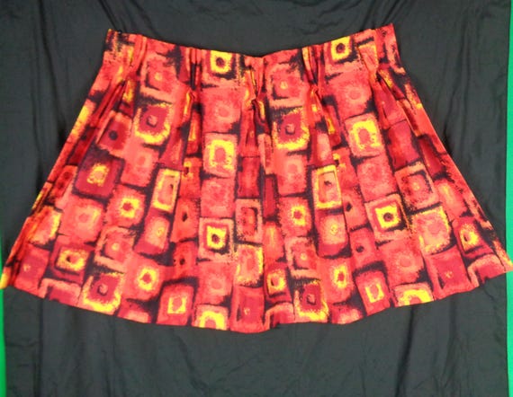 Vintage Retro Handmade Barkcloth 4 Pleat Curtain Drape Window Treatment 50s 60s Mid Century Tiki Red Orange Yellow Home Accent Decor Gift