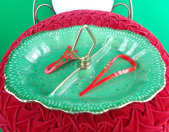 Vintage Mid Century Green Candy Dish, California USA Centerpiece 1950s-60s Accent Decor Gift