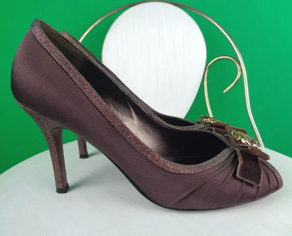 Vintage Retro Y2K Bravo Browns Pumps High Stilettos Heels Shoes Footwear US CAN 6M Wedding Party Evening Formal Casual Gift Sparkly Glitter