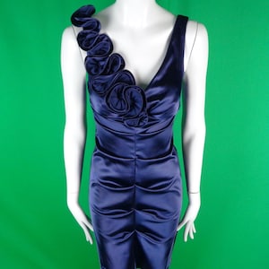 Vintage Retro Y2K Clothing S 6 Pencil BA Nites Dress Indigo Blue Sleeveless Statement Wedding Party Formal Evening Prom Grad Gift U.S.A