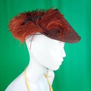 Vintage New York Jobs Frederics Millinery Hat: 1930s 40s Ostrich Feather Fascinator Gift Accessorize