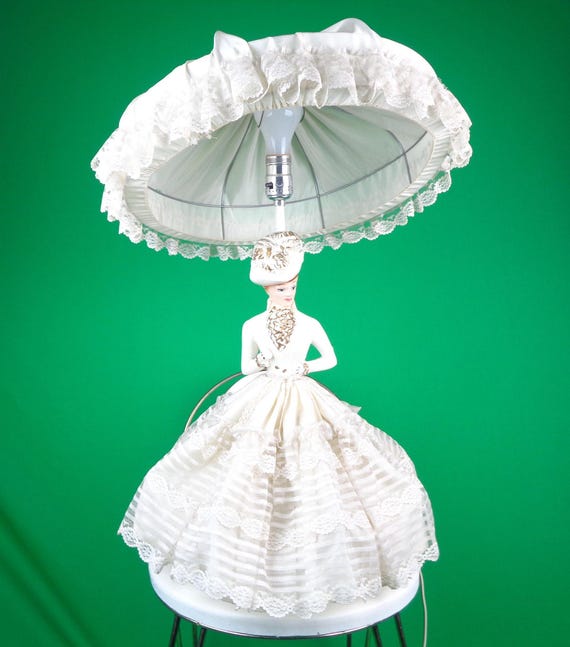 Vintage Retro LG End Table Night Stand Light Statue Lamp 50s 60s Mid Century Base Shade Electrical House Home Room Accent Decor Gift Tested