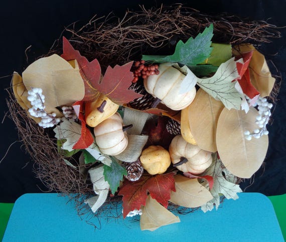 Autumn Fall Wreath Rustic Thanksgiving Door Wall Mantle Hanger Season Year Round Home House Accent Center Piece Holiday Decor Festive Gift