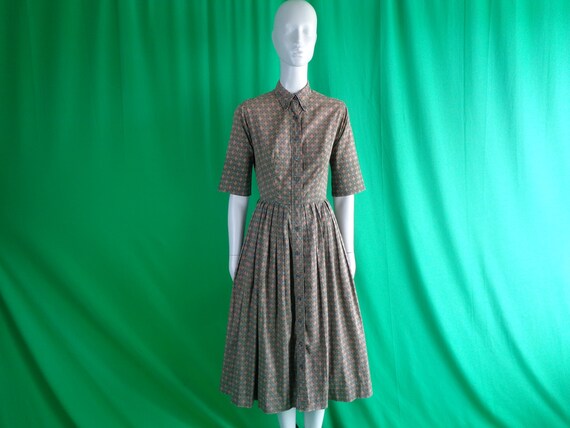 Vintage Retro Clothing Apparel Serbin Shirt Shift Pleat Dress 1950s 60s Mid Century S Wedding Party Evening Formal Casual Gift Flier De Lis