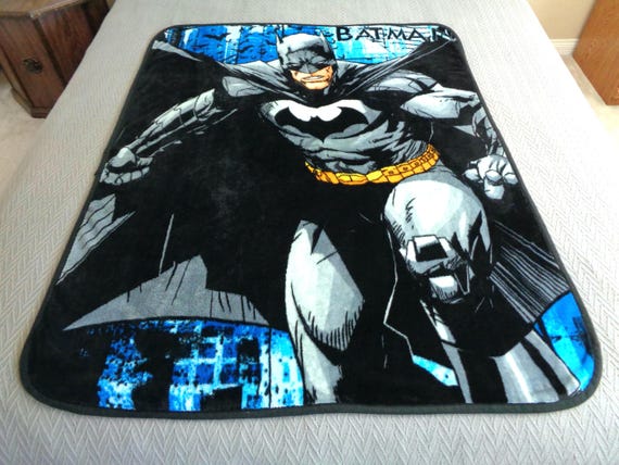 Batman Superhero Cartoon Character Throw Crib Blanket Cover Quilt Bedding Spread Comforter Back School Kid Child Anyone Gift Black Blue Grey
