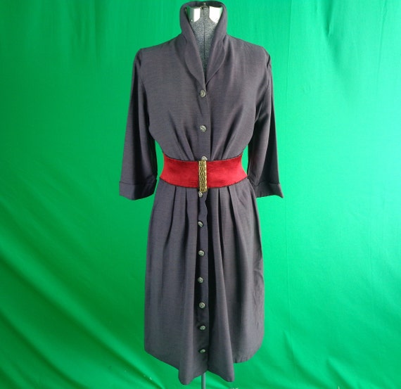 Vintage Retro Handmade Clothing Shift Day Shirt Dress 1940s 50s Mid Century LG Gray Mauve Wedding Formal Evening Party Casual Prom Grad Gift