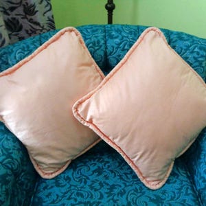 Vintage Handmade Throw Orange Pillow: Pastel Accent Decor 1980s-90s Toss Cushion Chair Sofa Couch