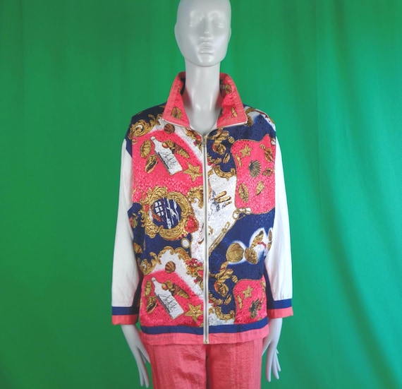 Vintage Retro Clothing Jogger Track Athletic Suit Set Loungewear Windbreaker Jacket Pants 1980s 90s Small Fitness Sport Nautical Casual Gift