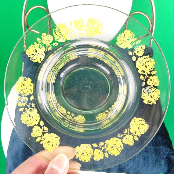 Vintage Retro Plate 50s 60s Mid Century MCM Hazel Atlas Anchor Hook Saucer Replace Dinnerware Yellow Rose Bread Butter Appetizer Desert Gift