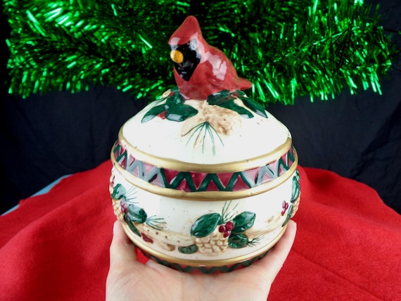 Vintage Cardinal Trinket Box: Y2K Christmas Holiday Decor Home Room Accent Center Piece Gift