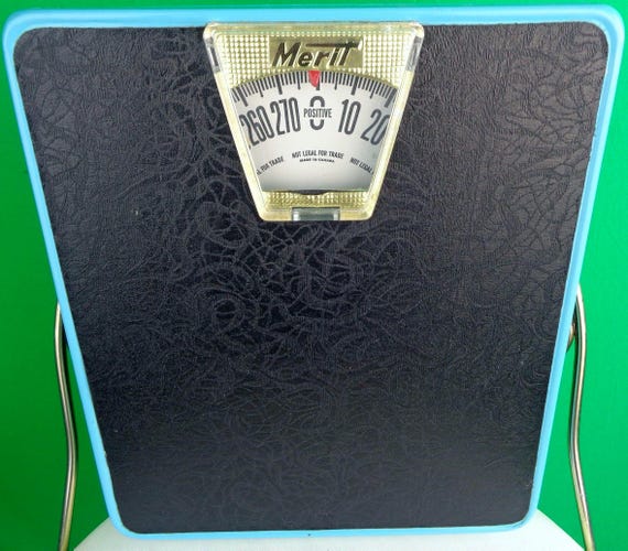 Vintage Merit Body Scale: Mid Century Home Decor, 1950s-60s Weight Fitness Industrial Equipment Gift