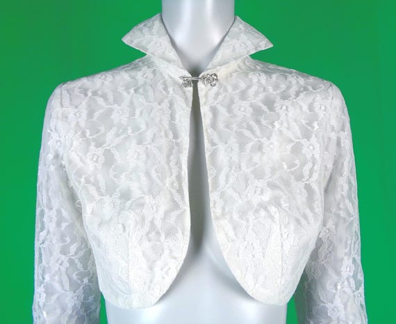 Vintage Lace Bolero Jacket: 1940s-50s Cropped Bridal Cover-up Top Blouse Dress Blazer Duster Gift