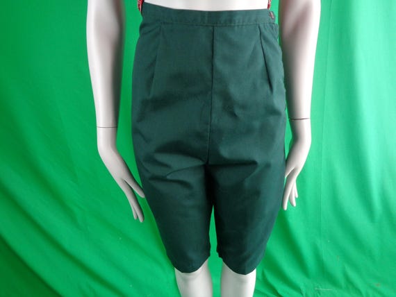 Vintage Retro Handmade Clothing Apparel Green Capris Short Pants 50s 60s Mid Century XS Lightweight Clam Diggers Peddle Pushers Casual Gift