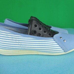 Vintage Funtreads Baby Blue & White Stripe Flats: 1970s Coastal Shoes - Size 7.5 Beach Footwear image 9
