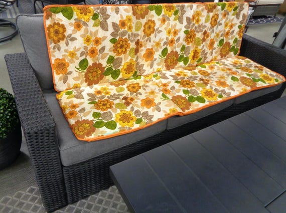 Vintage Retro Lawn Chair Cover Lounger Slipover Outdoor Patio Furniture Accessorie 1960s 70s Mid Century Orange Brown Home Accent Decor Gift