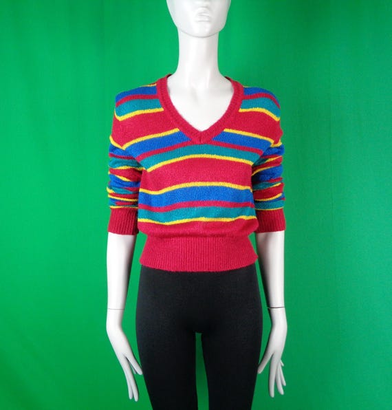 Vintage Retro Clothing Apparel Sorrento Fairweather Pullover Sweater Knitwear Top Shirt 1980s 90s M Stripe Party Evening Formal Casual Gift