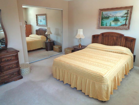 Vintage Retro Yellow Chenille Bedding Spread Blanket Cover Quilt Comforter Pillow Cushion Pocket 1940s 1950s Mid Century Home Everyone Gift