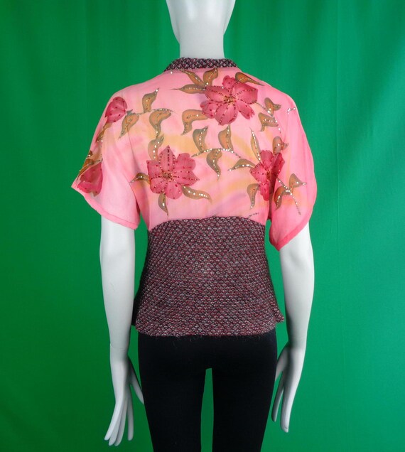 Vintage Retro Y2K Clothing Apparel Cable Knitwear Button Blouse Top Shirt Floral Pink Red Black Wedding Party Evening Formal Casual Gift
