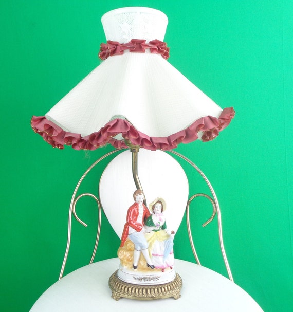 Vintage Retro Table Desk Lamp Night Light Shade Base 1940s 50s Mid Century Colonial Pedestal Home House Accent Decor Gift Electrical Tested