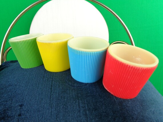 Vintage Retro MCM Egg Holders Cups Set 4 Cookware 1960s 1970s Mid Century Kitchen Tools Storage Home House Room Accent Decor Collector Gift