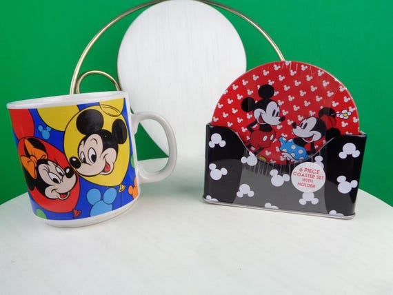 Vintage Retro Disney Mickey Minnie Mouse Mug Cup Coasters Collectible Souvenir Balloon Drink-ware Home Live Decor Party Gift