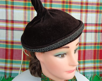 NEVER USED 1940s 1950s WW2 Vintage Mid Century Retro Womens Accessorie Peek Swirl Brown Wool Cap Top Formal Dress Half Mini Hat Fascinator