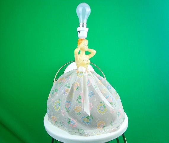 Vintage Retro Table Desk Night Stand Light Lamp Shade Base 50s 60s Mid Century Lady Doll LG Home Accent House Decor Gift Electrical Tested