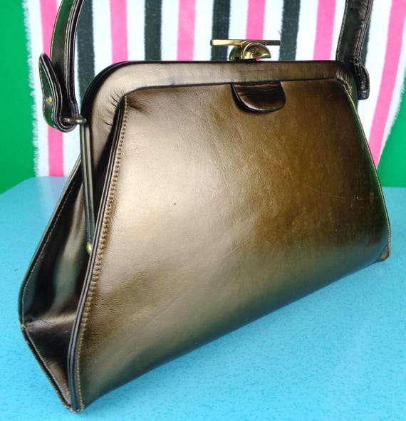 Vintage Retro Coret Green French Handbag Purse Top Handle Money Coin Pouch 1940s 1950s Mid Century Wedding Party Formal Evening Casual Gift