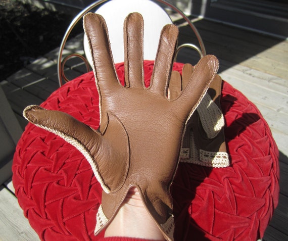 Vintage Retro Womens Girls Accessorie Leather Glo… - image 4
