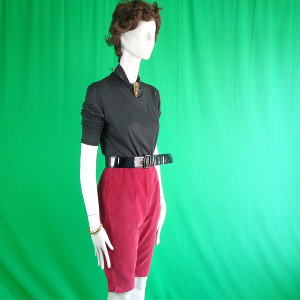 Vintage vêtements rétro en velours côtelé coton rouge capris pantalon pantalon des années 40 des années 50 reine décontracté palourdes petit milieu du siècle cadeau séparé mode