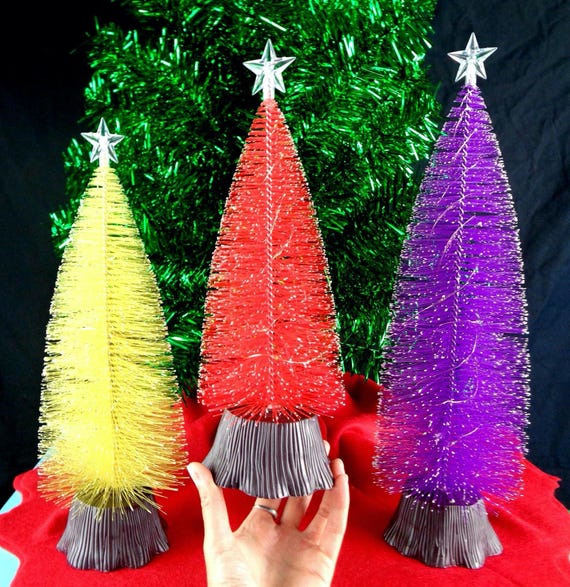 Christmas Tree Trio String Lights: Holiday Accent Decor Center Piece Gift Yellow Red Purple