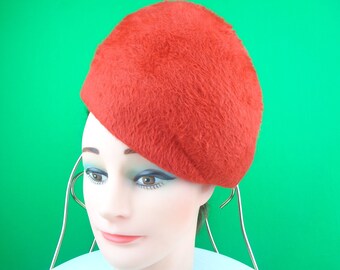 Womens Girl Accessorie Orange Fur Beaver Turban Skull Round Hat 1950s 60s Vintage Mid Century Retro Mod Space Age Topper Capulet Home Living