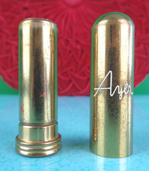 Vintage Retro Ayerfast Red Lipstick Tube Color Makeup Cosmetic 40s 50s Mid Century Clove Carnation Beauty Personal Care Collector Party Gift
