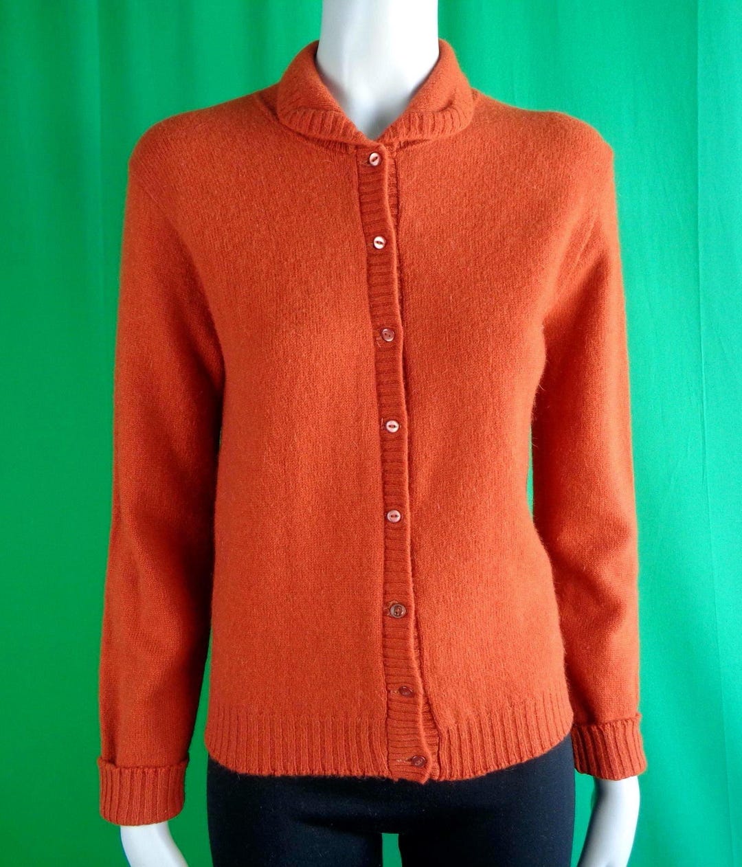 Vintage Hudson's Bay Cardigan: 1940s-50s Knit Sweater With Pearl