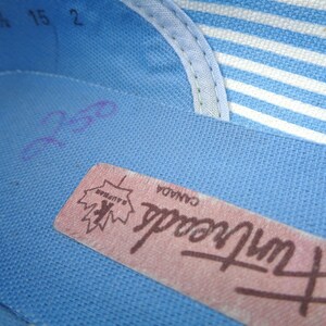 Vintage Funtreads Baby Blue & White Stripe Flats: 1970s Coastal Shoes - Size 7.5 Beach Footwear image 3