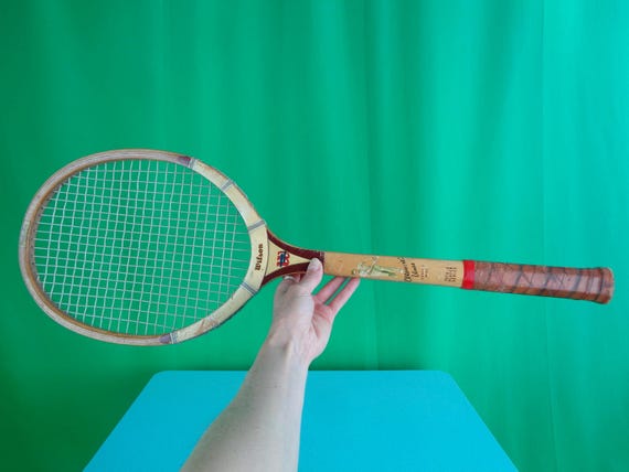 Vintage Antique 1930s Wilson Ellsworth Vines Tennis Wood Racquet Racket Signature Model Famous Players Series Sport Good USA Strata Bow Gift