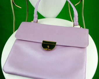 1950s 60s Vintage Mid Century Retro JR Womens Accessorie Pearl Purple Lilac Ivory Beige Gold Tone Purse Top Handle Strap Handbag Evening Bag