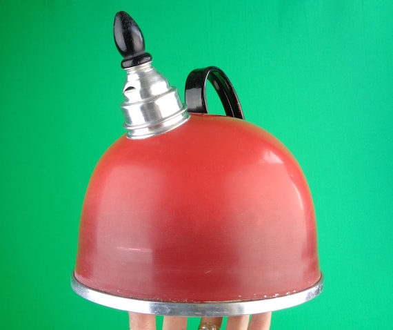 Vintage Comet Red Teapot: Mid Century Kitchen Decor 1950s Kettle Camper Trailer Motorhome Gift
