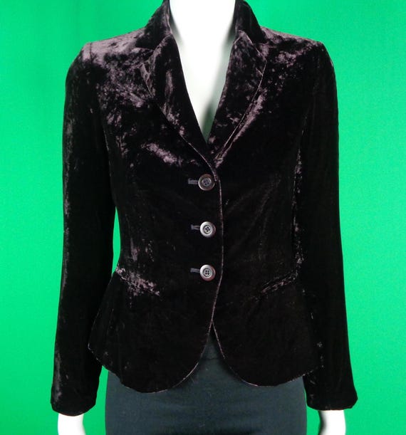 Vintage Velvet Silk Blazer: Y2K Purple Suit Jacket Coat Vince Size Small 4 Gift