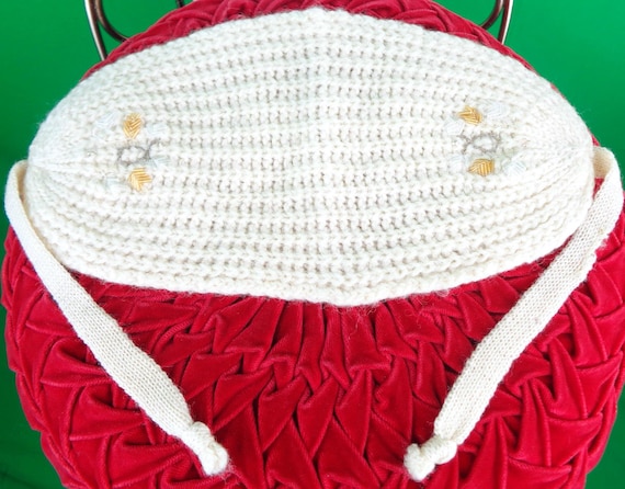 Vintage Beaded Cable Knit Head Tie: 1950s-60s Ear Warmer Mid Century Gift Accessory