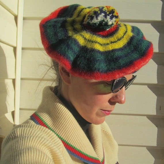 Vintage Retro Womens Girl Accessorie Wool Hat Ber… - image 2