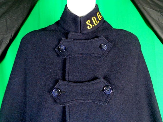 Vintage 1950s-60s Nurse Uniform Cape SAINTHILL-LEVINE Monogram Robe Navy Blue Red Toronto Montreal Costume