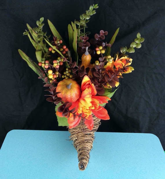 Autumn Fall Cornucopia Wreath Thanksgiving Holiday Home Decor Door Wall Mantle Hanger Season Year Round Accent Center Piece Festive Gift